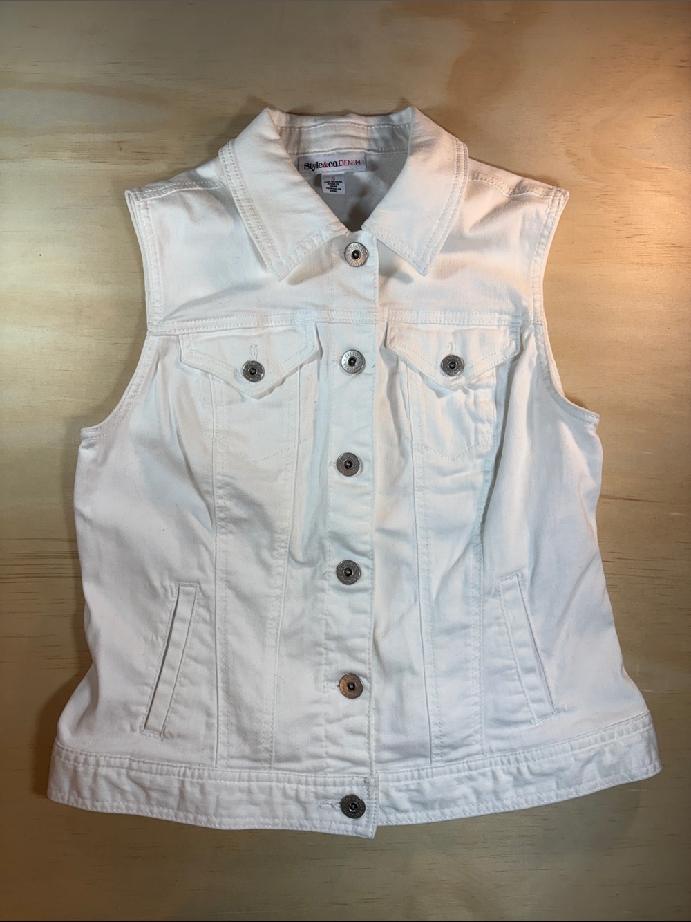 Style & Co. White Denim Vest